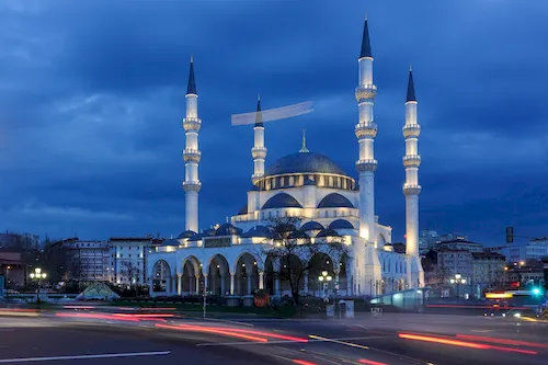 Turkey, Ankara - Melike Hatun Mosque at night