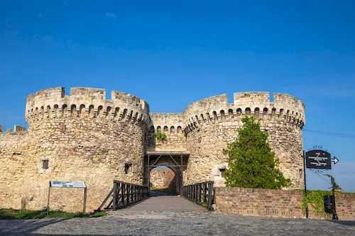 Serbia, Belgrade - Kalemegdan Park, Belgrade Fortress, Zindan Gate and towers