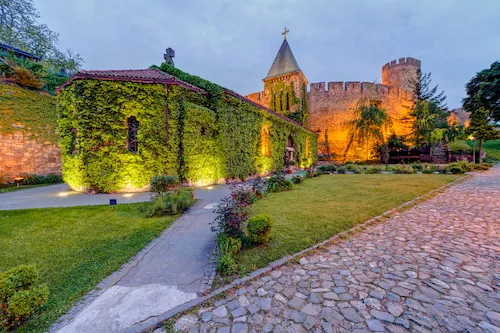 Serbia - Belgrade fortress and Kalemegdan park, with Ruzica church at night