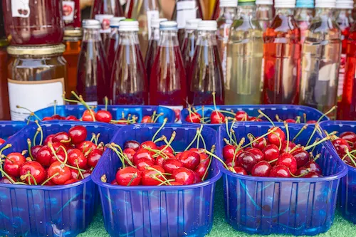 Bosnia and Herzegovina, Blagaj - Cherries for sale at a market