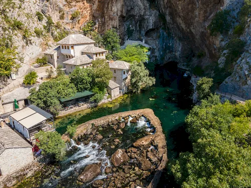 Bosnia and Herzegovina, Blagaj - Vrelo Bune natural and architectural ensemble at the Buna River