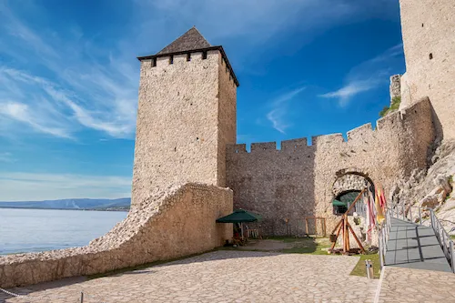Serbia - Golubac Fortress nestled in the Djerdap Gorge, showcasing its historical citadel and fortifications