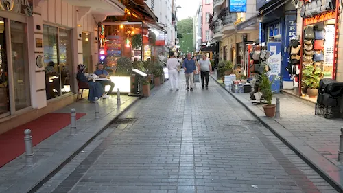 Turkey, Istanbul - Historic pedestrian street lined with boutiques and local shops