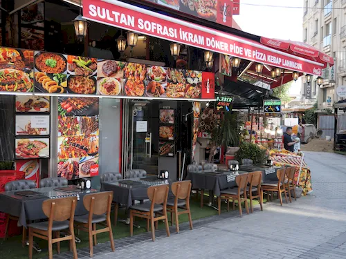 Turkey, Istanbul - Street restaurant serving Turkish specialties in Istanbul's Old Town, with outdoor seating