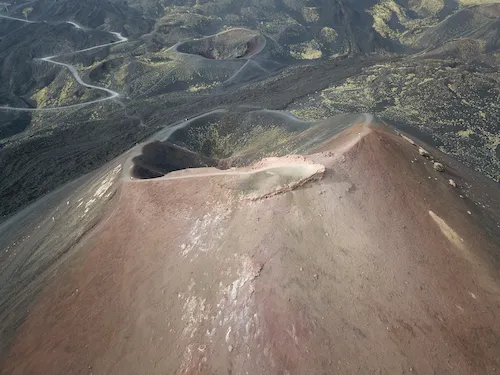 Italy, Mount Etna volcano in Sicily with rugged volcanic landscape