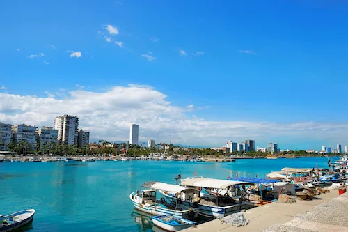 Turkey, Mersin - Mediterranean Sea and Mersin city
