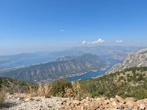 Montenegro, Bay of Kotor surrounded by mountains and the Adriatic Sea