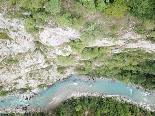 Montenegro, Tara River flowing through a lush canyon in Durmitor National Park