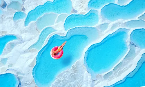 Turkey, Pamukkale - Travertine pools, Thermal springs and natural baths