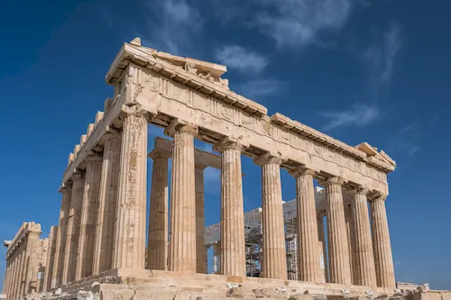 Greece, Athens - Columns of the Parthenon temple at the Acropolis