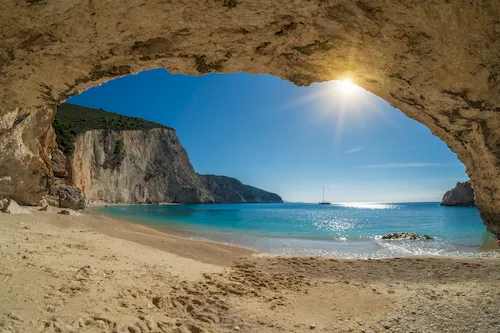 Greece, Lefkada - Beautiful Porto Katsiki Beach on the Ionian Sea