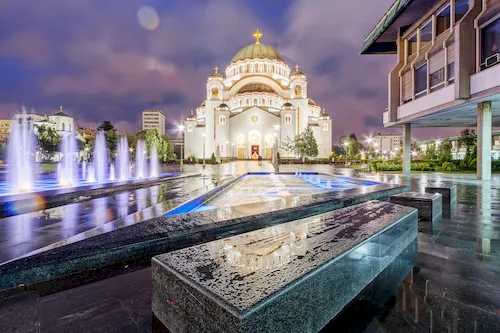 Serbia, Belgrade - Saint Sava Temple at night