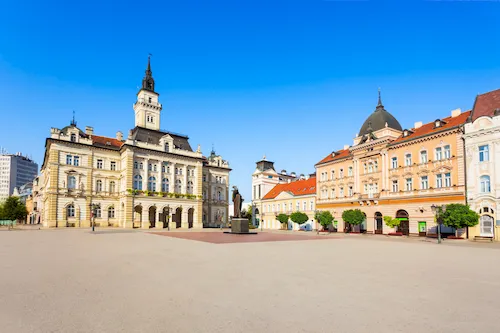 Serbia, Novi Sad - the Town Hall and historic buildings at Freedom Square