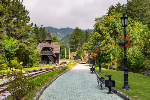 Serbia, Mokra Gora - Jatare train station on the Šargan Eight narrow-gauge railway